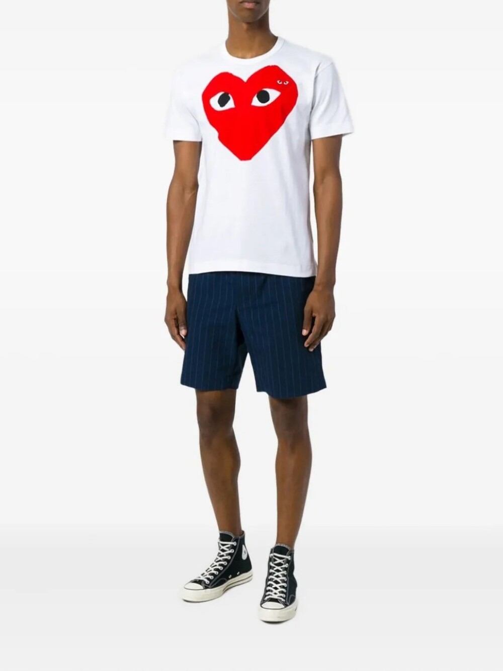 Comme Des Garcons Play Shirt Heart Logo Men's Size XL White Short Sleeve